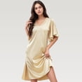 thumbnail image 3 of Women's Satin Midi Dress with V-Neckline and Flutter Sleeves for a Relaxed Elegant Fit - X Large, Light Beige, 3 of 7