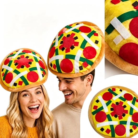JULMCOMO Thanksgiving Food Costume Hat for Men Women Plush Novelty Pizza Funny Party Headwear Fun Snack Hat for Halloween Birthday Theme Party B