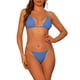 thumbnail image 1 of Conjuntos de bikini de halter con acento de cadena para mujeres INSPIRE CHIC, 2 piezas, con tirantes ajustables, trajes de baño de color azul medio, 1 of 5