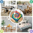 thumbnail image 4 of Colorful Rainbow Tie Dye Spiral Pattern Square Tablecloth,Waterproof Square Table Cover,Wipeable Spillproof Washable Table Cover for Home Kitchen Party Decor 60"x60"(152x152cm), 4 of 6