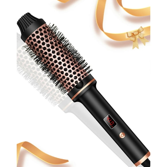 Heated Round Brush 1.5 in Thermal Brush, Curling Brush Curling Iron Heated Curling Brush Volumizing Brush,Ceramic Tourmaline Ionic Curling Comb 110-240V Travel Curling Iron
