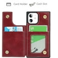 thumbnail image 3 of for iPhone 12 Mini Luxury PU Leather Case with Card Holder,[3 Card Slots],Double Magnetic Clasp Stand Function Back Wallet Case Flip Durable Protective Case for iPhone 12 Mini 5.4",Wine Red, 3 of 16