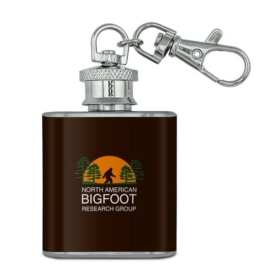 North American Bigfoot Research Group Stainless Steel 1oz Mini Flask Key Chain