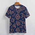 thumbnail image 4 of Paisley T-Shirt O Neck Retro Print Big Size T-Shirts Short Sleeve Tees Womens Pretty Design, 4 of 5