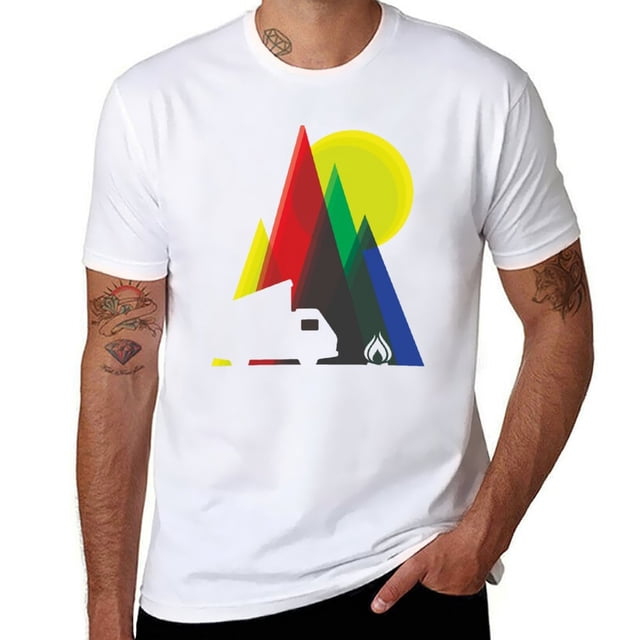 Camiseta de camping al atardecer, camiseta de manga corta, ropa estética, ropa linda, nueva edición, camisetas gráficas para hombre divertidas