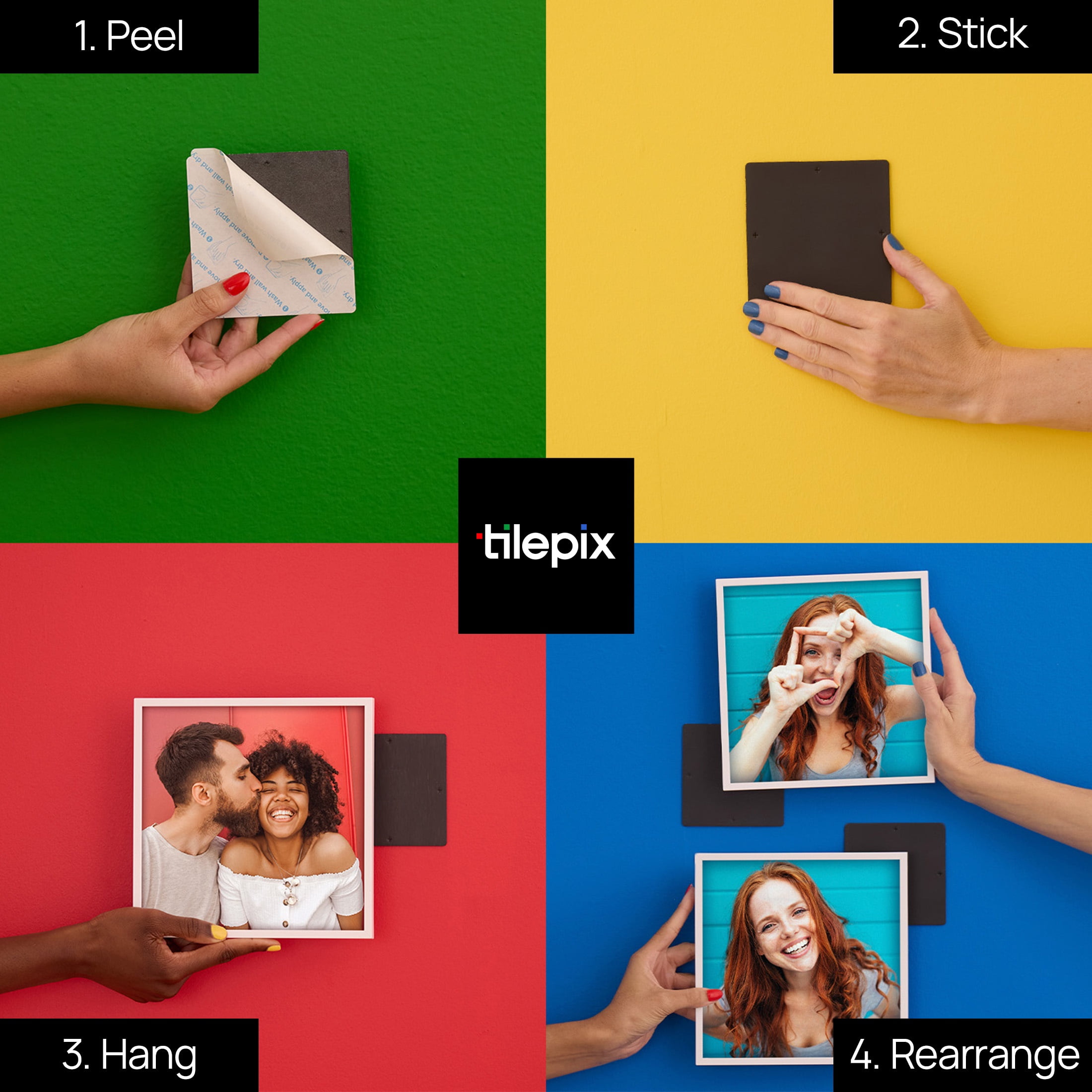 TilePix Nail Free White Frame, 2-Piece Split Image