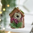 thumbnail image 6 of DefiDgd Christmas Wooden Bird Nests Hanging Statue Decoration,House Decoration with Moss,Bark, Flowers,Grass,Thatch,Bird Nests,for Christmas Tree Decorations,Christmas Ornaments(C), 6 of 6