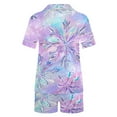 thumbnail image 4 of Tnhcen Women's Christmas Lights Print Pajama Set Short Sleeve Button-Down Top & Elastic Waist Shorts Holiday Sleepwear Loungewear Soft Sizes S-2XL, 4 of 5