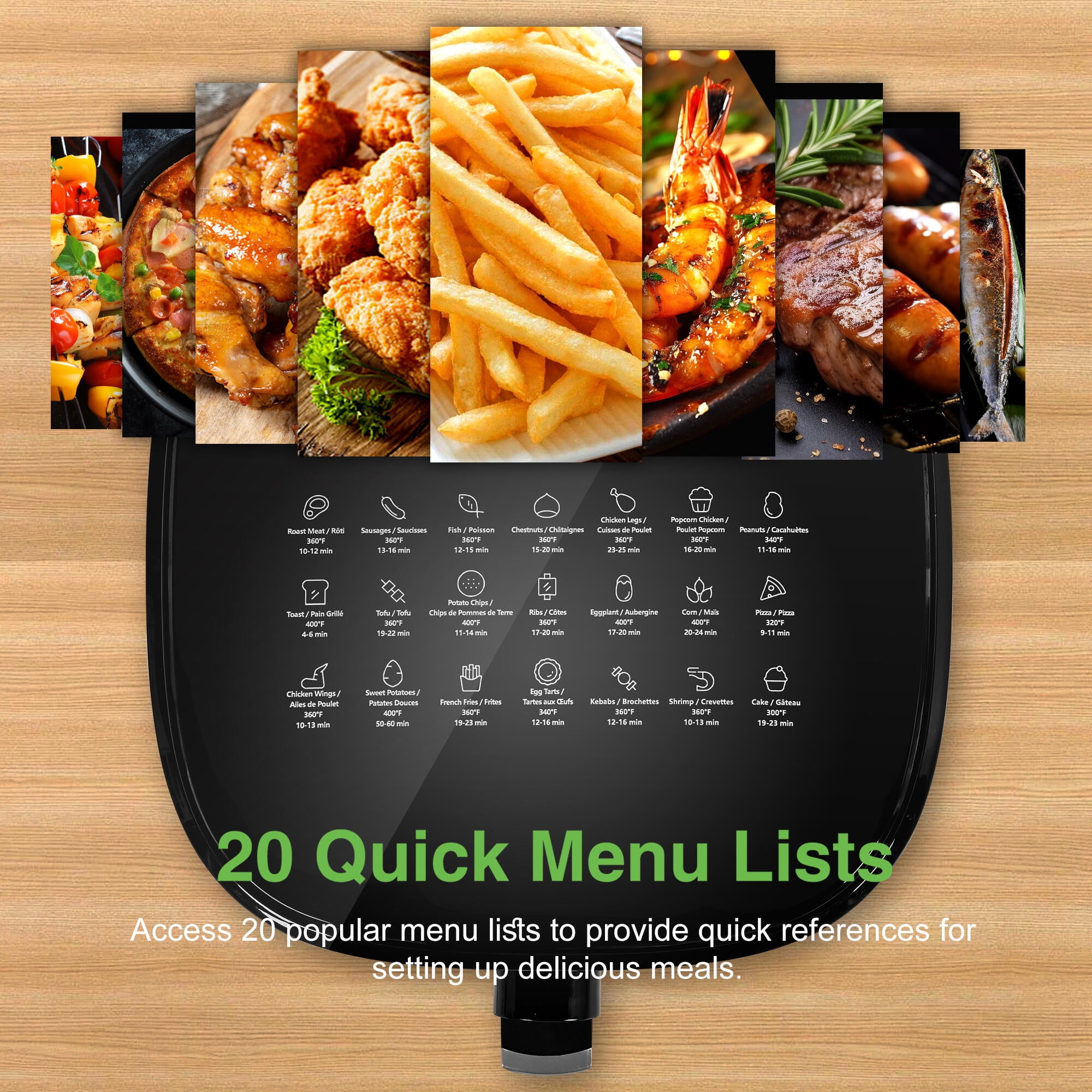 5.3Qt Air Fryer, 1500W Less Oil Airfryer Oven Up to 400℉, 20 Quick Lists,  Adjustable Timer & Temp Control, LED Indicators and Dishwasher Safe -  Walmart.ca