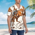 thumbnail image 3 of Balery Cowboy Riding Horse Camisas hawaianas de manga corta para hombre, camisas playeras de corte holgado, camisas de vacaciones con botones,Large, 3 of 7