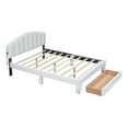thumbnail image 6 of Kacho Queen Size Upholstered Platform Bed, Chic Teddy Fleece Platform Bed with Storage Drawer, Wooden Bedframe with LED Lights and USB Ports, No Box Spring Needed, for Bedroom, Guest Room, White, 6 of 6