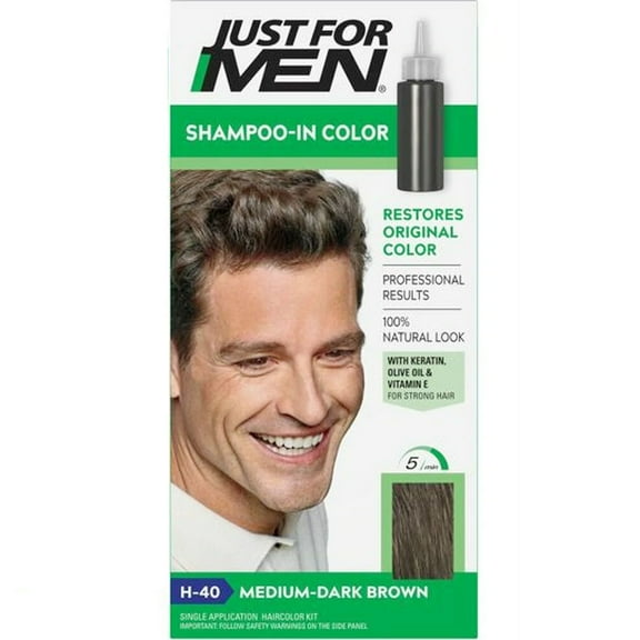Just For Men Shampoo-in Gray Hair Color, Medium Dark Brown, H-40