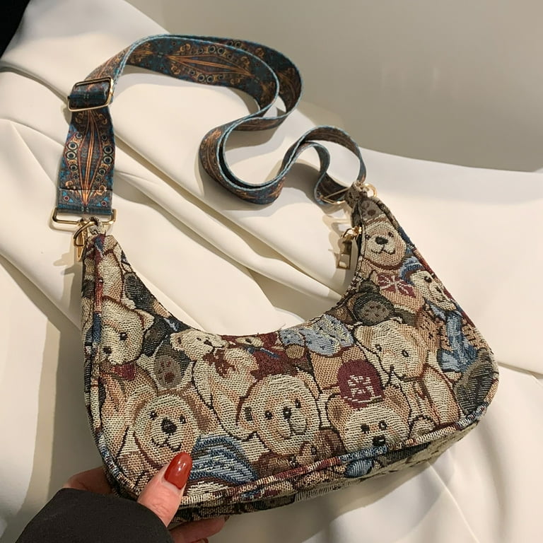 Women Fashion Shopping Bag Simple Pearl Kawaii Bear Hobo Bag for