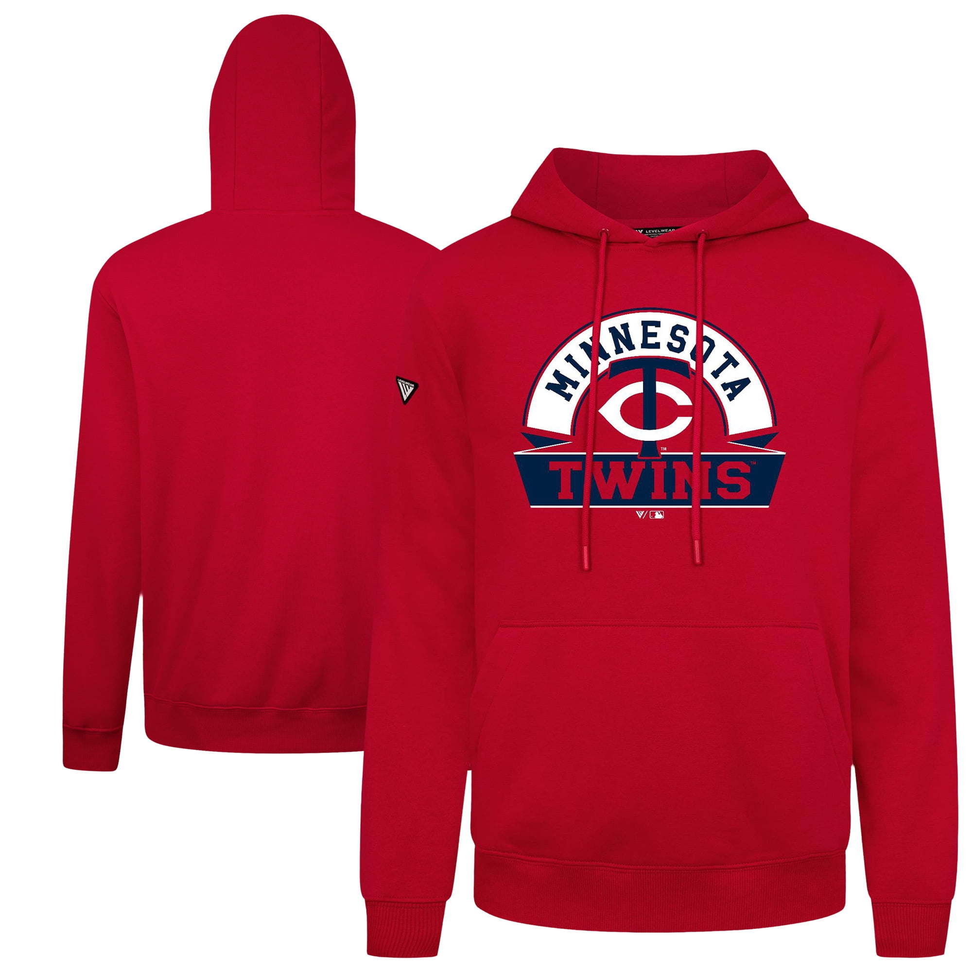 Men's Levelwear Red Minnesota Twins Podium Banner Arch Hoodie