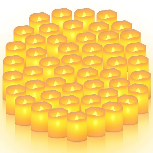 Velas LED Sin llama 50Pcs, Velas de Té de Luz LED Electrónicas,Velas Electricas Decorativas para Halloween, Navideñas Decoración, Año Nuevo Decoración y Otras fiestasdecorar