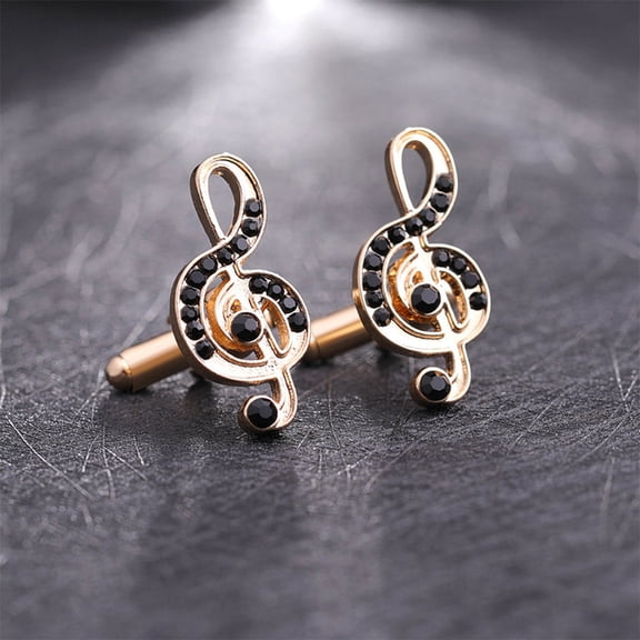 LOLIPPYY 2Pairs Decorative Note Cufflink Golden Shirt Sleeve Buckles Perfect for Banquets and Carnivals