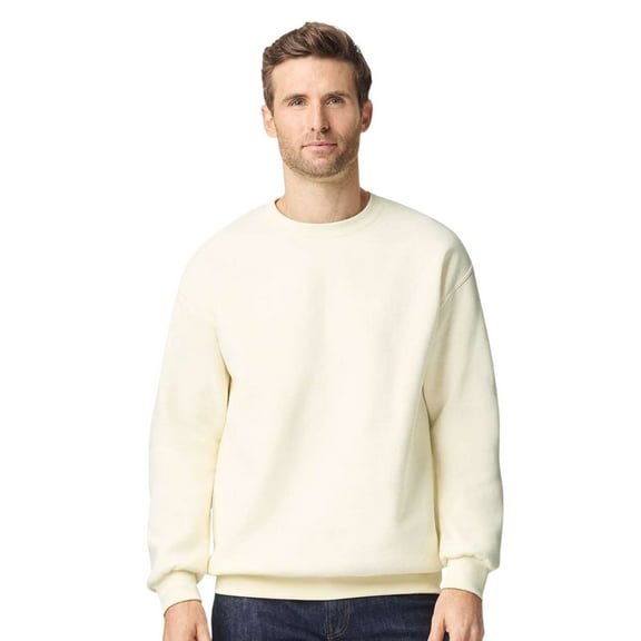 Unisex Hammer Maxweight Crewneck Sweatshirt 75/25 Cotton/Polyester Fleece Long Sleeve Winter Sweater (White, L)