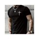 thumbnail image 1 of Camiseta elegante con estampado cruzado para hombre - Camiseta informal de manga corta y cuello redondo - Ligera y cómoda para aventuras al aire libre - Ideal para ropa de hombre y camisetas de ocio, 1 of 6