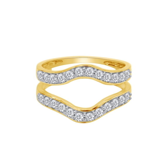 Round White Cubic Zirconia Solitaire Enhancer Guard Ring 10k Yellow Gold Ring Size - 4.5