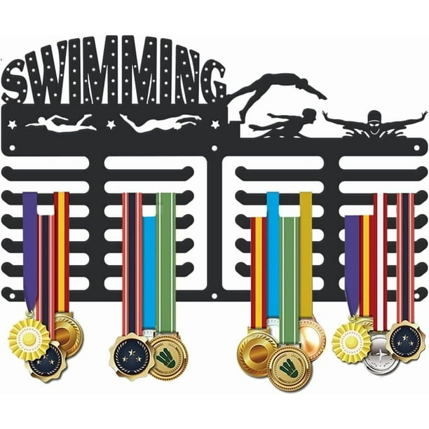 Soporte para medallas, colgador de medallas personalizado, estante de metal negro para colgar en la pared, regalo deportivo para hombres, mujeres y atletas.