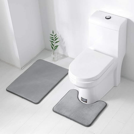 Kscd Memory Foam Bath Mat Set Extra, Memory Foam Toilet Contour Rug