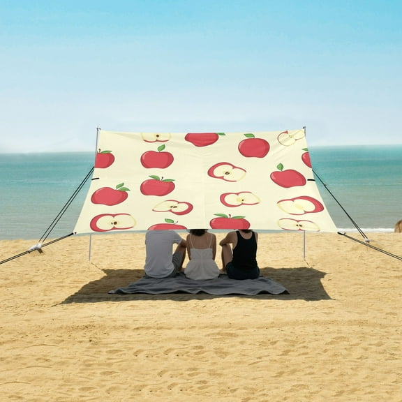 Beach Tent Beach Canopy 9.2x10.5Ft Beach Tent Sun Shelter Outdoor Canopy with Carry Bag for Camping, Backyard and Picnics Red Apple Pattern