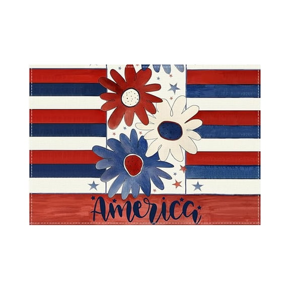 Hvmvliv Patriotic 4th of July Placemat 12x18 Inch Linen Reusable Star Stripe Table Mat for Memorial Day Veterans Day Dining Decor Multicolor