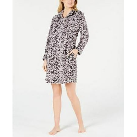 Miss Elaine Printed Fleece Short Zip-up Robe, Various sizes Title: L