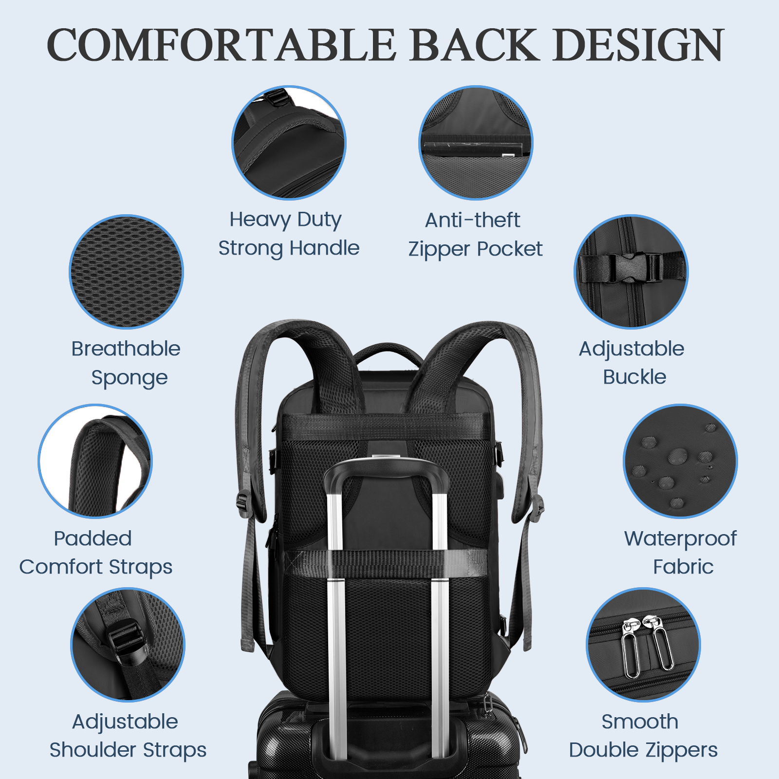 DAKOMM 17.7" Travel Backpack with USB Port & Shoe Compartment photo 7