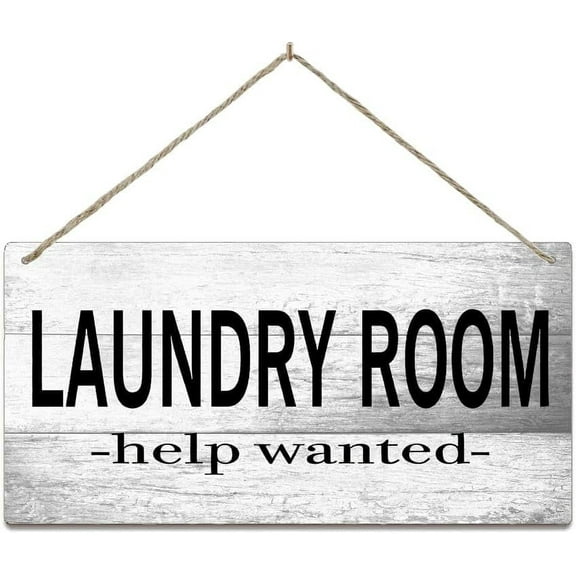 Hanging Wood Sign Laundry Room Help Wanted Wood Sign Hanging Wood Home Decor Decorations Wooden Decorative House Farmhouse 12 X 6 Inch