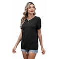 thumbnail image 4 of WIHOLL Short Sleeve Sweater for Women Round Neck Knit Work Tops Beach Fashion Vacation Clothes Summer Outfits 2026 Black Tops, 4 of 8