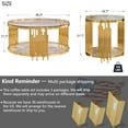 thumbnail image 5 of Holaki Gold Round Glass Coffee Table Set of 3, Black End Table Modern Living Room Table, Stainless Steel Irregular Leg, 2 Side Tables Luxury Furniture for Home Office,Clear, 5 of 7