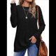 thumbnail image 1 of Camisas de Larga para Mujer, Blusas Holgadas de Cuello Redondo, Elegantes, Informales, para Otoño e Invierno. Negro L, 1 of 5