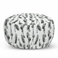thumbnail image 1 of Tribal Pouf Cover with Zipper, Bohemian Feathers and Beads on Thread Graphic Pattern Art, Soft Decorative Fabric Unstuffed Case, 30" W X 17.3" L, Charcoal Grey White, by Ambesonne, 1 of 5