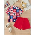 thumbnail image 3 of Bagilaanoe 4th of July Clothes for Little Boys Short Sleeve Star Stripe Shirt Tops + Shorts 4T 5T 6T 7T Kids Independence Day Clothes 2pcs Short Pants Set, 3 of 9