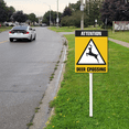thumbnail image 5 of Eveokoki Attention Deer Crossing Sign With Stake For Neighborhoods Yard Farm Aluminium Caution 8x12inch Farm Decorations Yard Lawn Walkway Decorations Animal Signs, 5 of 6