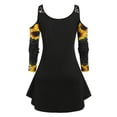 thumbnail image 2 of Rosegal Plus Size Cold Shoulder Sunflower Print Tee Black 3X, 2 of 4