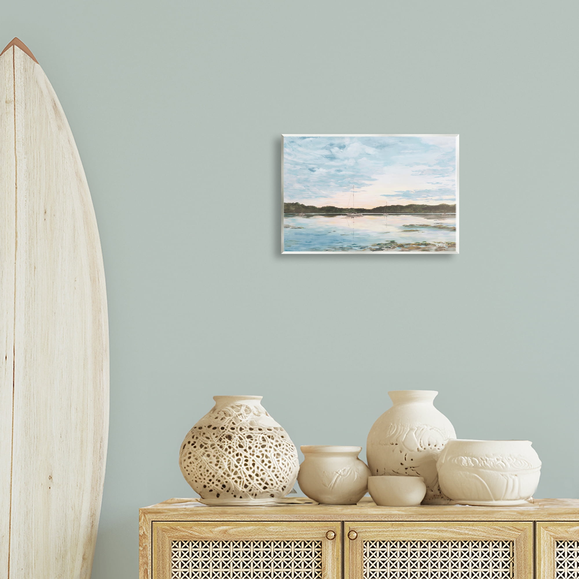 Stupell Industries Quiet Day on Lake Landscape Painting Unframed Art Print Wall Art, 15 x 10
