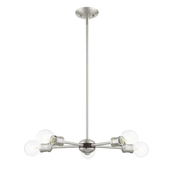 Mid Century Scandinavian Industrial Five Light Chandelier-Brushed Nickel Finish Bailey Street Home 218-Bel-4188627