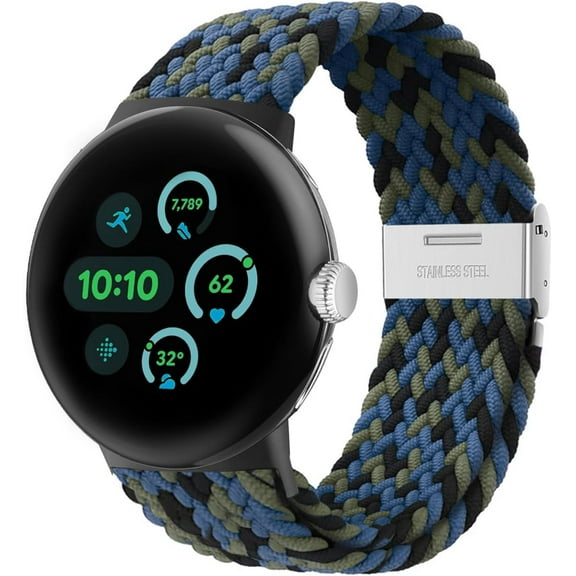 MYKOMI Stretchy Braided Bands Compatible with Google Pixel Watch 4 45mm Bands/Pixel Watch 3 45mm Band, Adjustable Elastic Nylon Breathable Sport Straps for Pixel 3/4 Watch Band 45mm