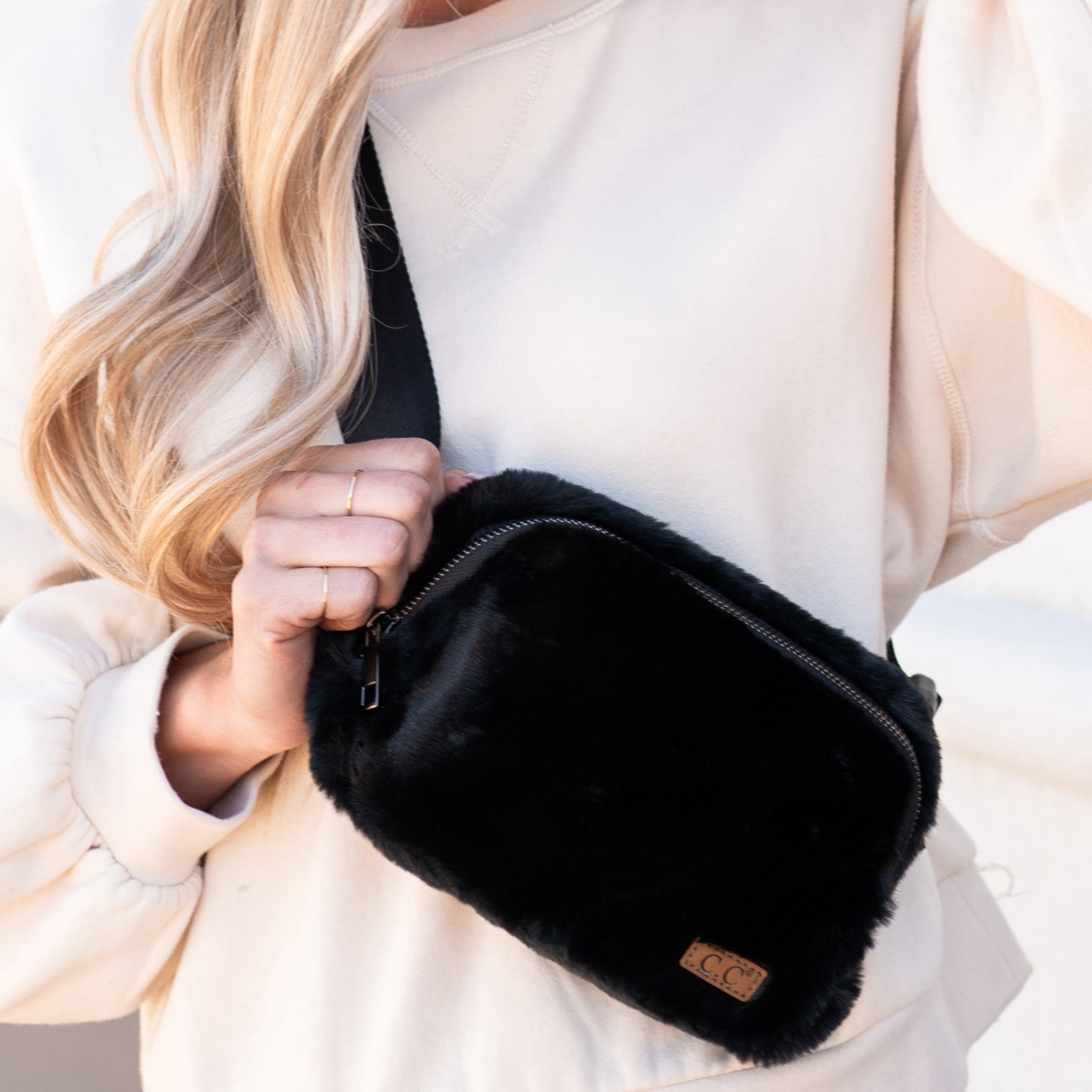 CC Faux Fur Cross-Body Belt Bag | Fanny Pack | Sling Bag