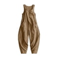 thumbnail image 3 of Womens Baggy Overalls Jumpsuits Sleeveless Oversized Wide Leg Rompers with Pockets Loose Casual One Piece Jumper Brown, 2XL, 3 of 7