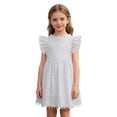 thumbnail image 4 of Girls Lace Hollow Out Summer Dress Sleeveless Party Gown with Flutter Sleeves for Toddler Kids Mommy and Dresses Matching Set 3-4 Years, 4 of 4