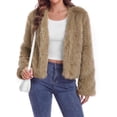 thumbnail image 4 of Sundazz Women's Winter Faux Fur Coats Cropped Fuzzy Jacket Warm Open Front Outerwear Fashion Clothing, 4 of 9