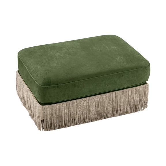 Green Velvet Ottoman with Tassels