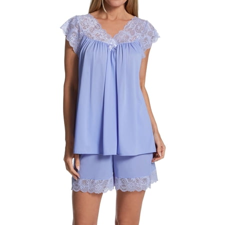 Women s Shadowline 74150 Twilight Nylon Tricot Short PJ Set (Lilac S)