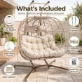 thumbnail image 4 of RADIATA Double Hanging Egg Chair with Stand and 5" Cushions, 2-Person Wicker Swing Chair, 690 lb Weight Capacity, Indoor Outdoor Patio Loveseat, Beige, 4 of 11