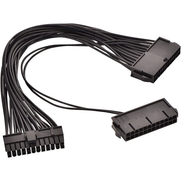 Optimal Shop 24 Pin Main Second Dual PSU ATX Power Supply Motherboard Adapter Cable