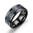 thumbnail image 2 of YUEHAO accessories Rings Adult Fashion New Three-color Carbon Fiber Couple Ring Titanium Steel Ring Blue 8, 2 of 6