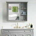 thumbnail image 6 of ANGELES HOME 34"x 30" Wall Mounted Medicine Cabinet with Mirror, 6 Tier Wooden Mirror Cabinet Organizer Spacesaver with Shelves Single Soft-Close Door, Gray, 6 of 6